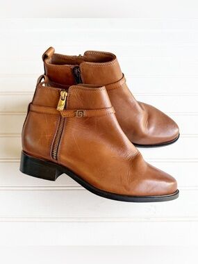 Dune London Womens 37 Buckle Trim Cognac Leather Bootie